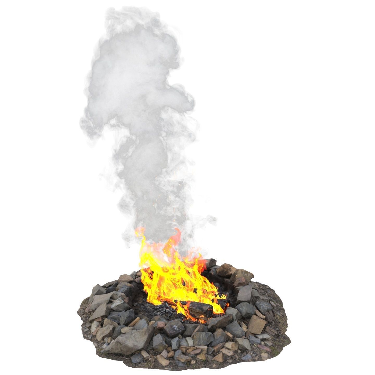 Campfire 01 Low-poly 3D model_7