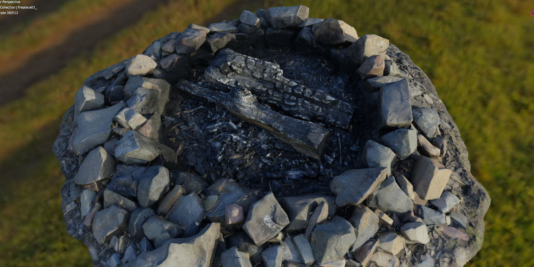 Campfire 01 Low-poly 3D model_19