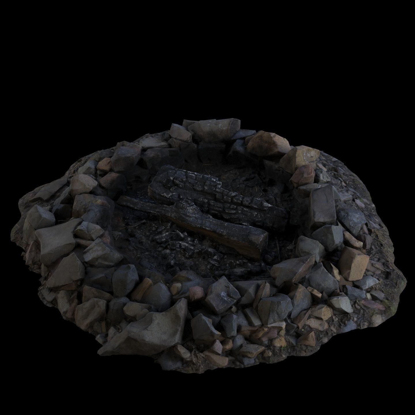 Campfire 01 Low-poly 3D model_4