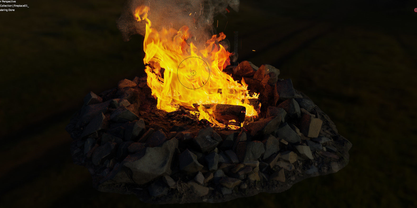 Campfire 01 Low-poly 3D model_16