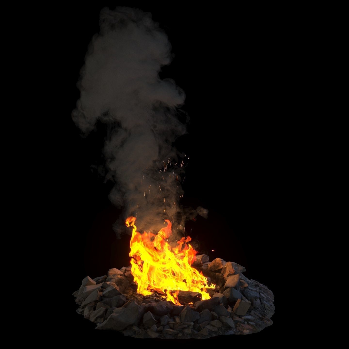 Campfire 01 Low-poly 3D model_8