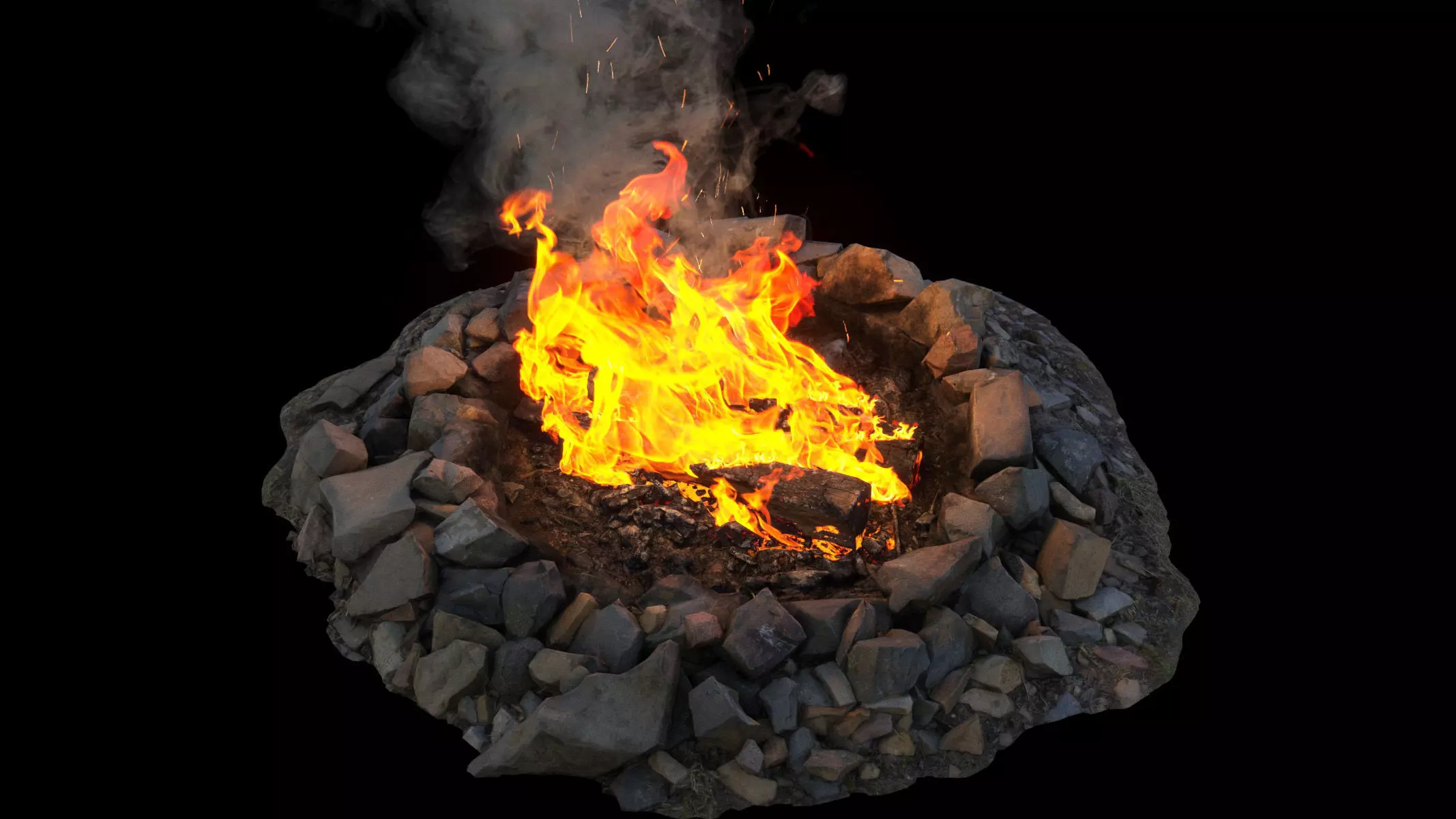 Campfire 01 Low-poly 3D model_0
