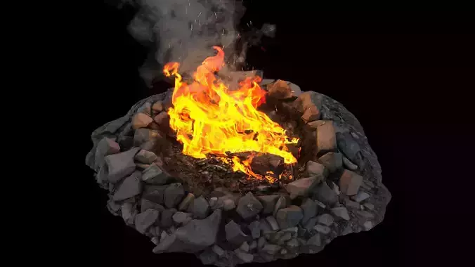 Campfire 01 Low-poly 3D model