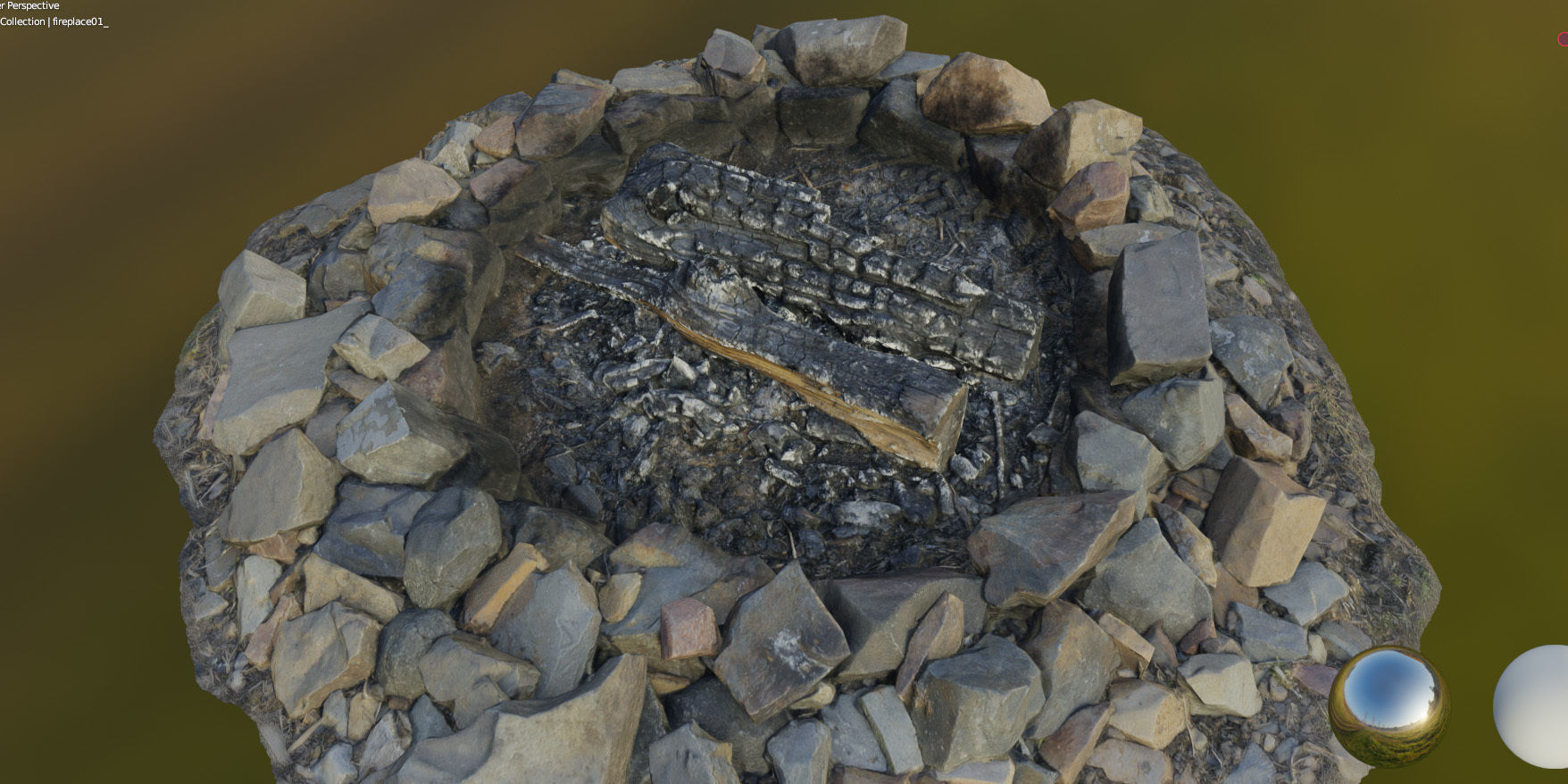 Campfire 01 Low-poly 3D model_20