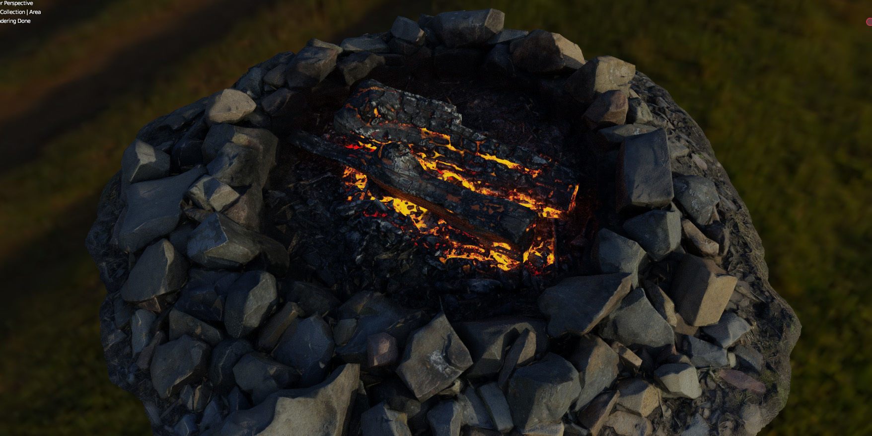 Campfire 01 Low-poly 3D model_18