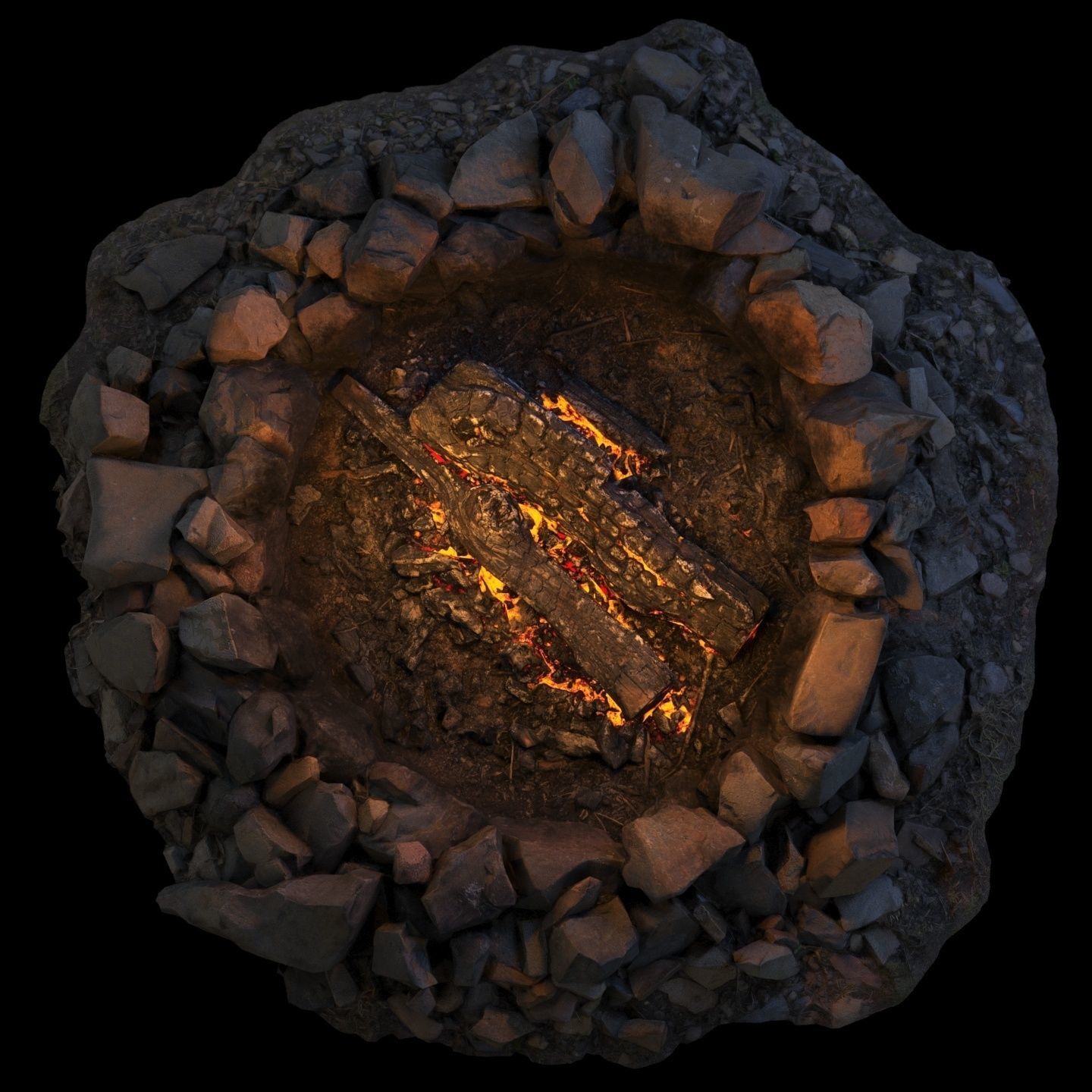 Campfire 01 Low-poly 3D model_9