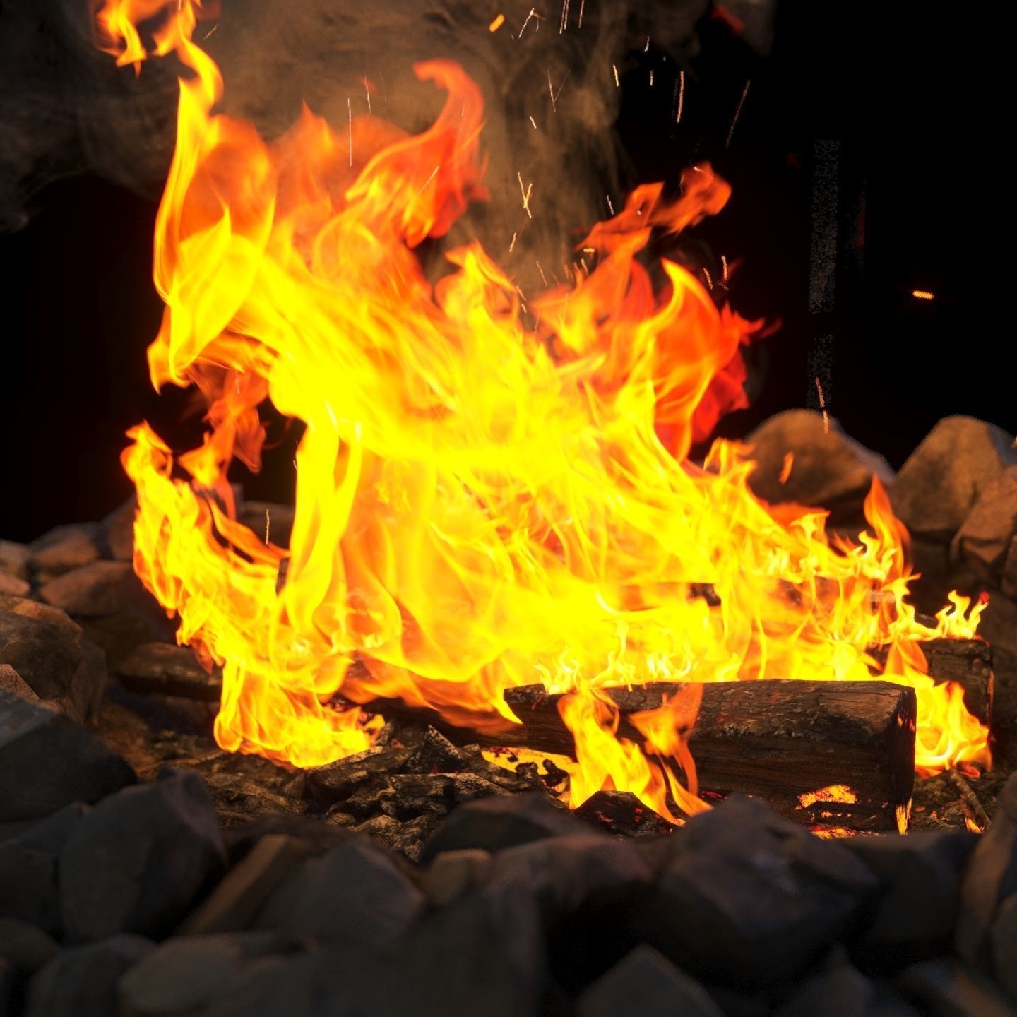 Campfire 01 Low-poly 3D model_5