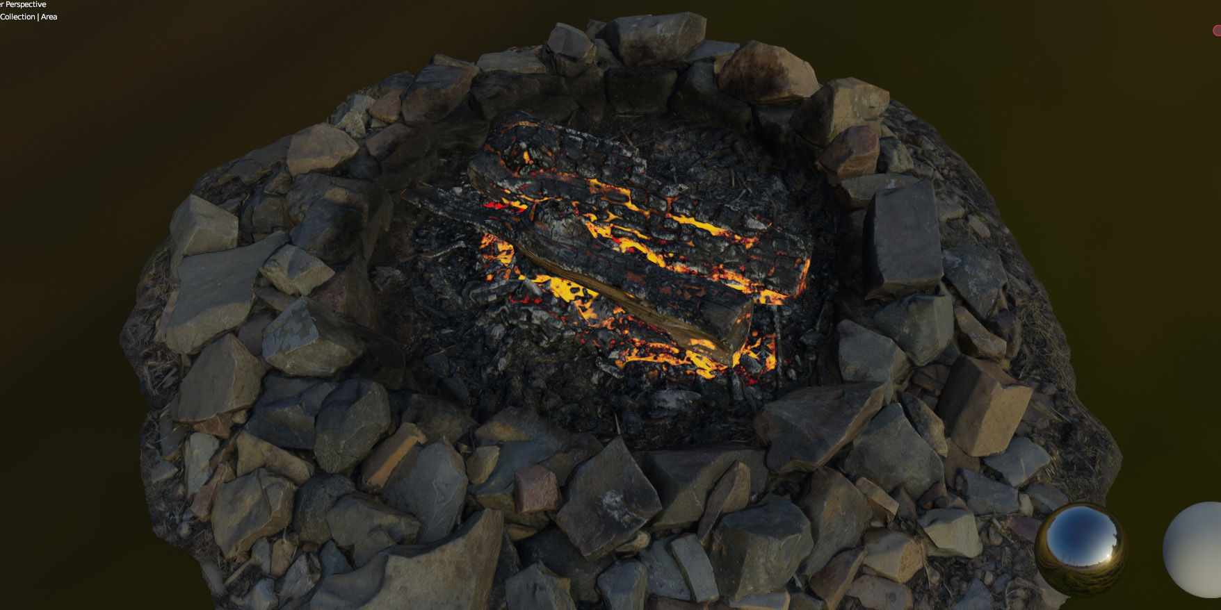 Campfire 01 Low-poly 3D model_17