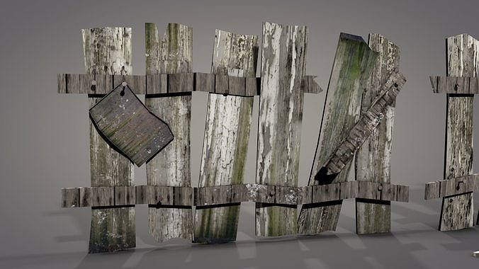 Damaged Fences Low-poly 3D model 3