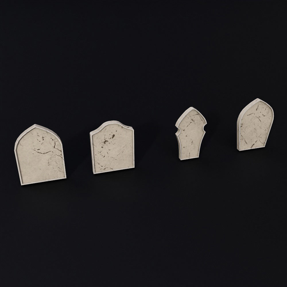 Tombstone low poly 3d model set 2 group of gravestones Low-poly 3D model_5