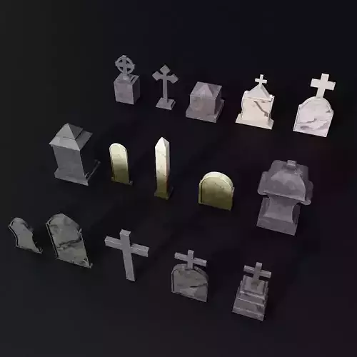 Tombstone low poly 3d model gravestones