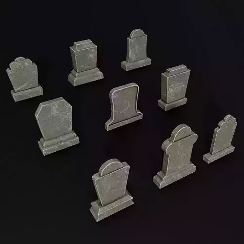Tombstone collection 3d model group of gravestones