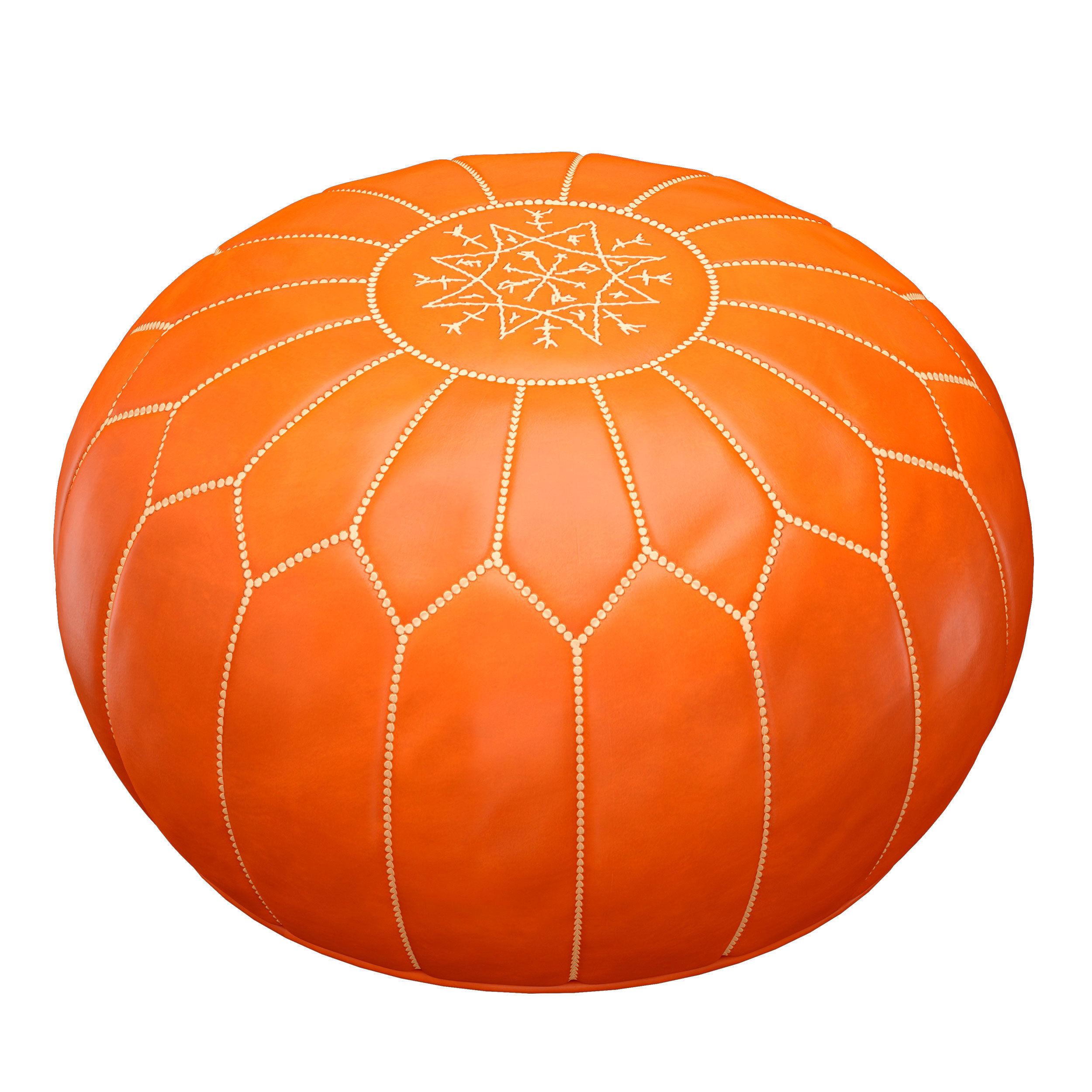 Oriental Moroccan round leather pouffe 3D model_1