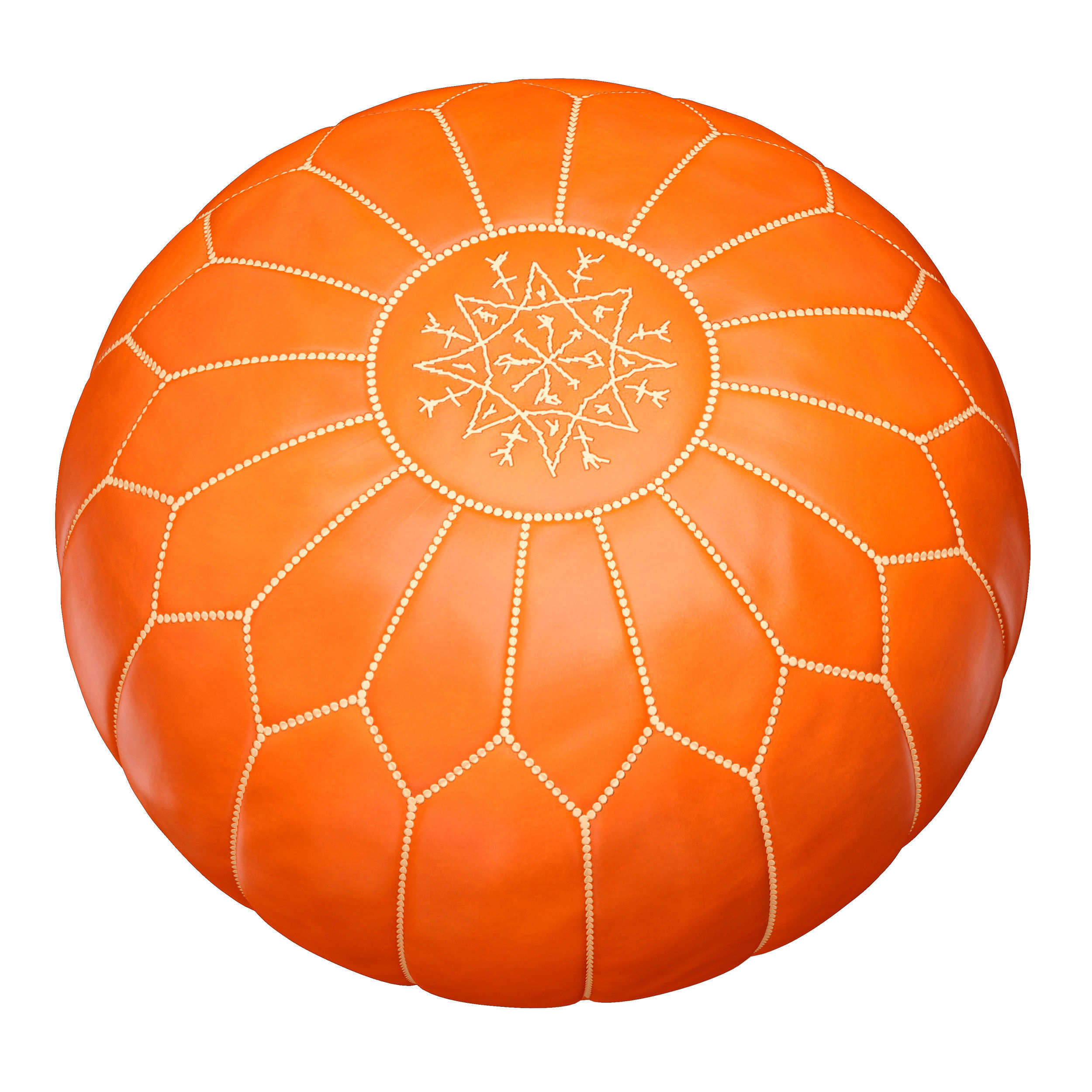 Oriental Moroccan round leather pouffe 3D model_7