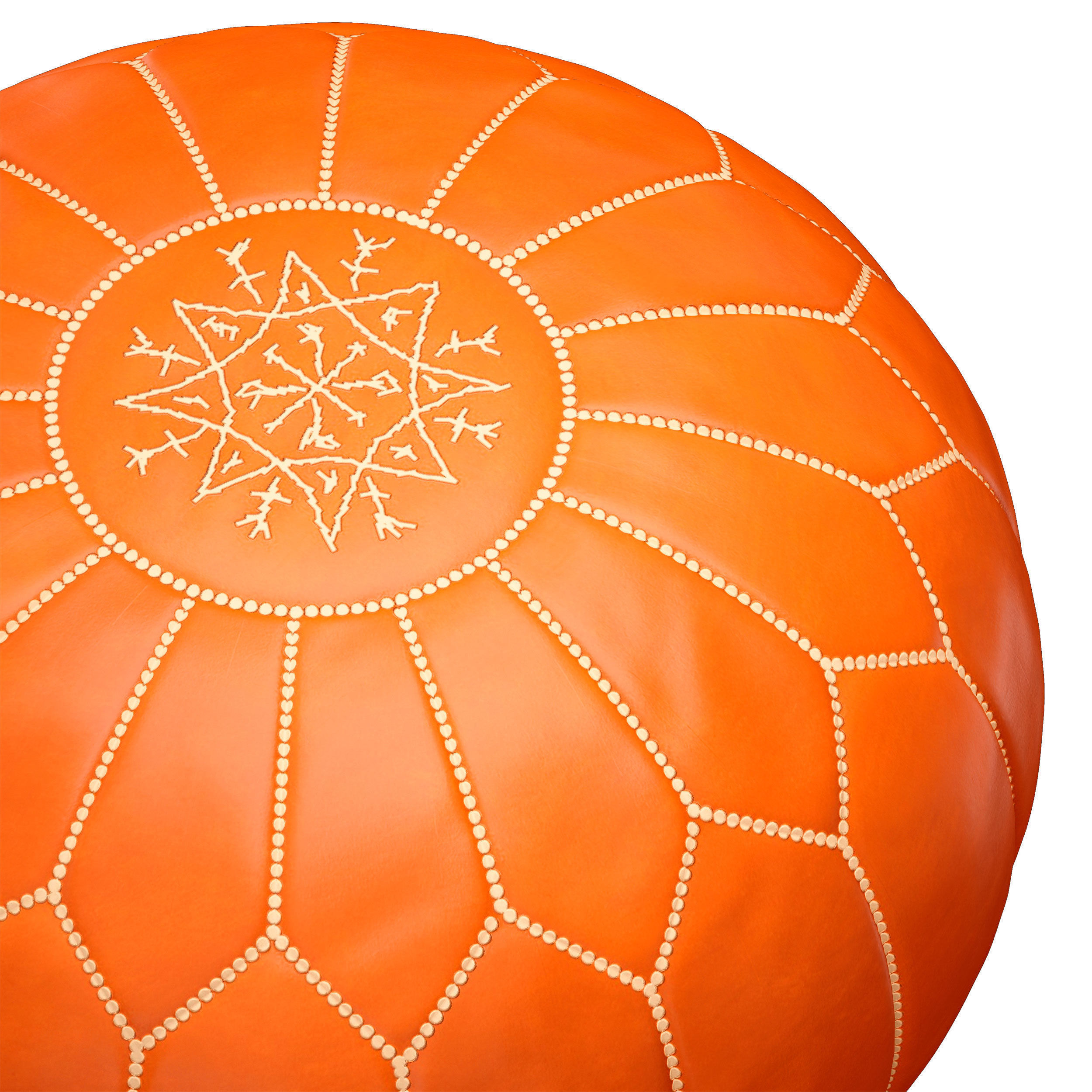 Oriental Moroccan round leather pouffe 3D model_6