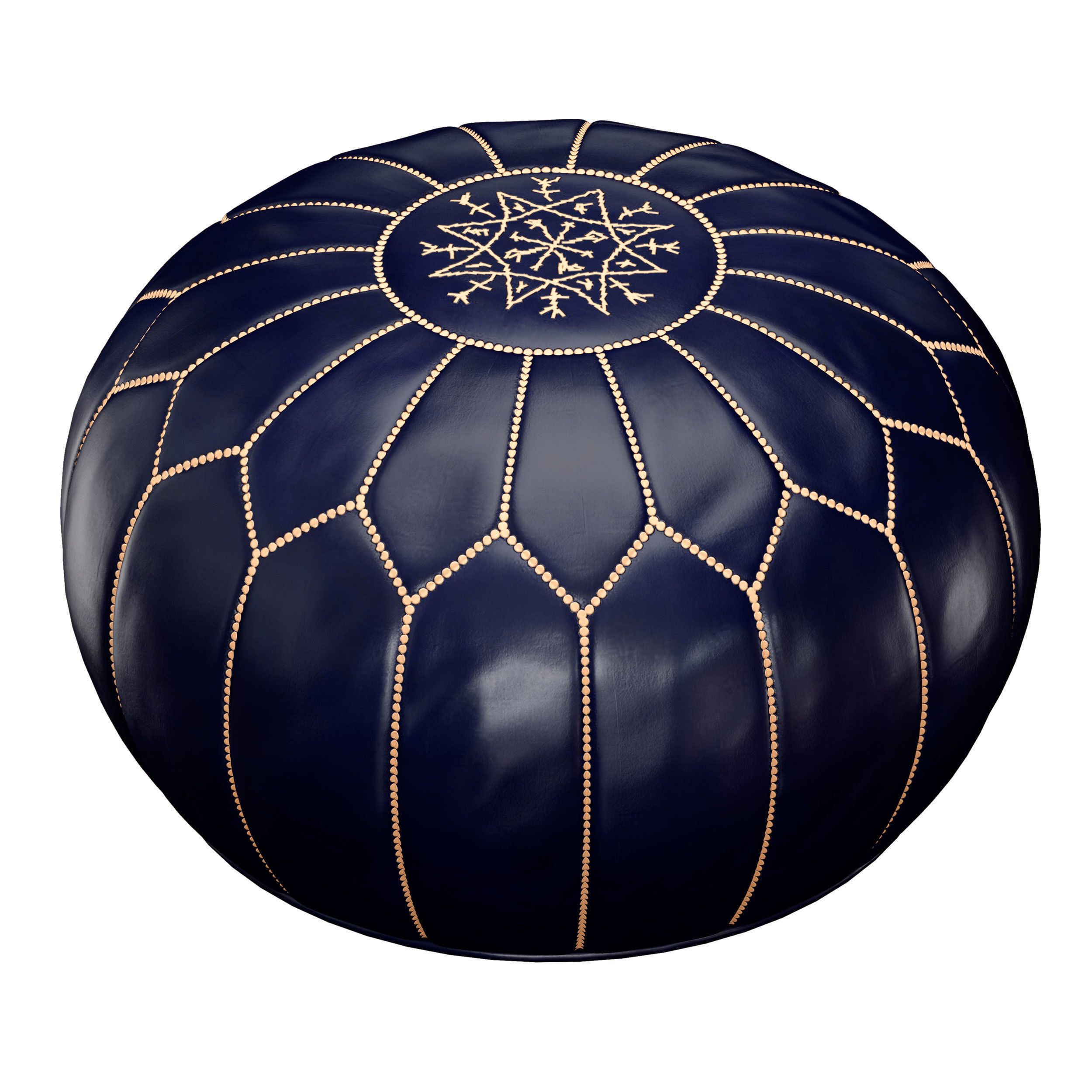 Oriental Moroccan round leather pouffe 3D model_3