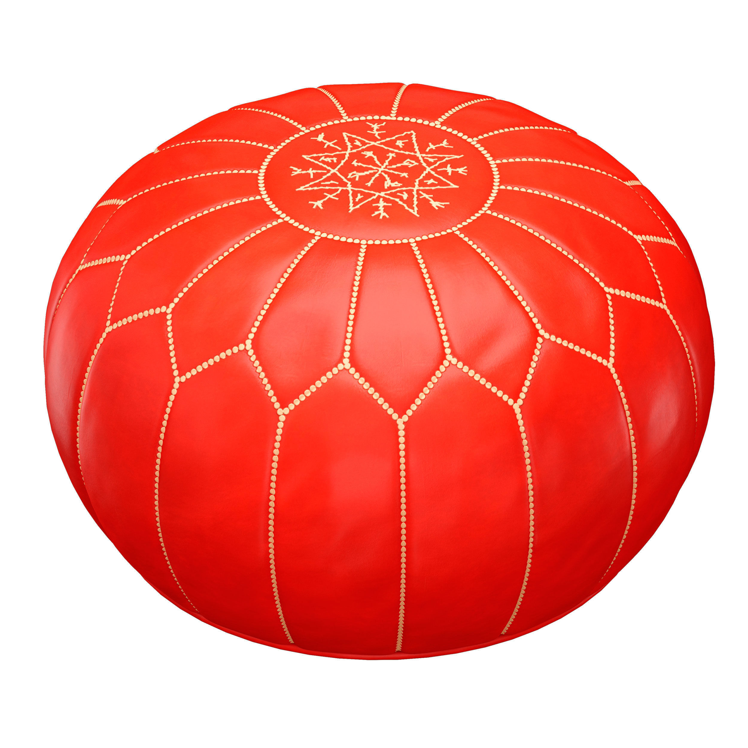 Oriental Moroccan round leather pouffe 3D model_2