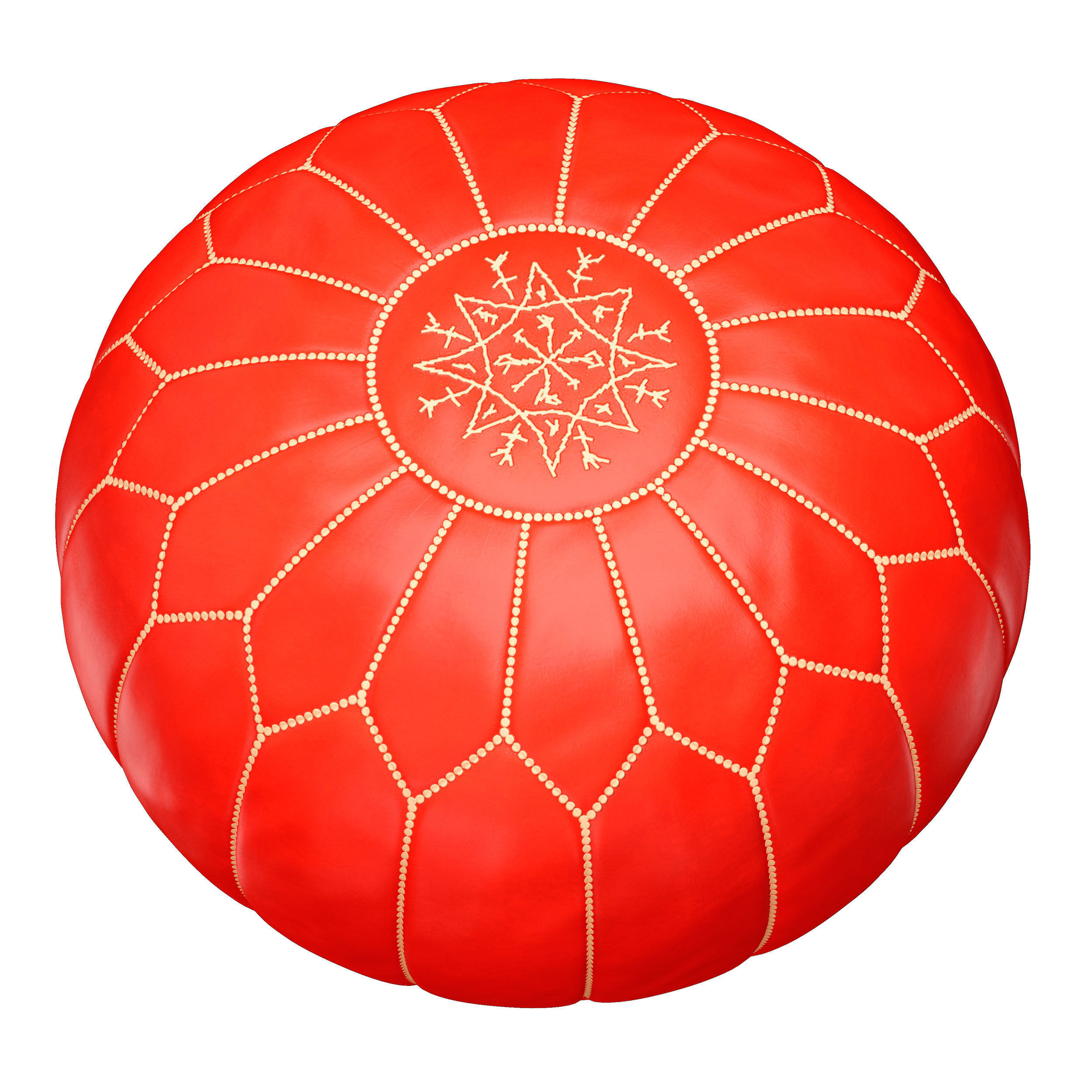 Oriental Moroccan round leather pouffe 3D model_8