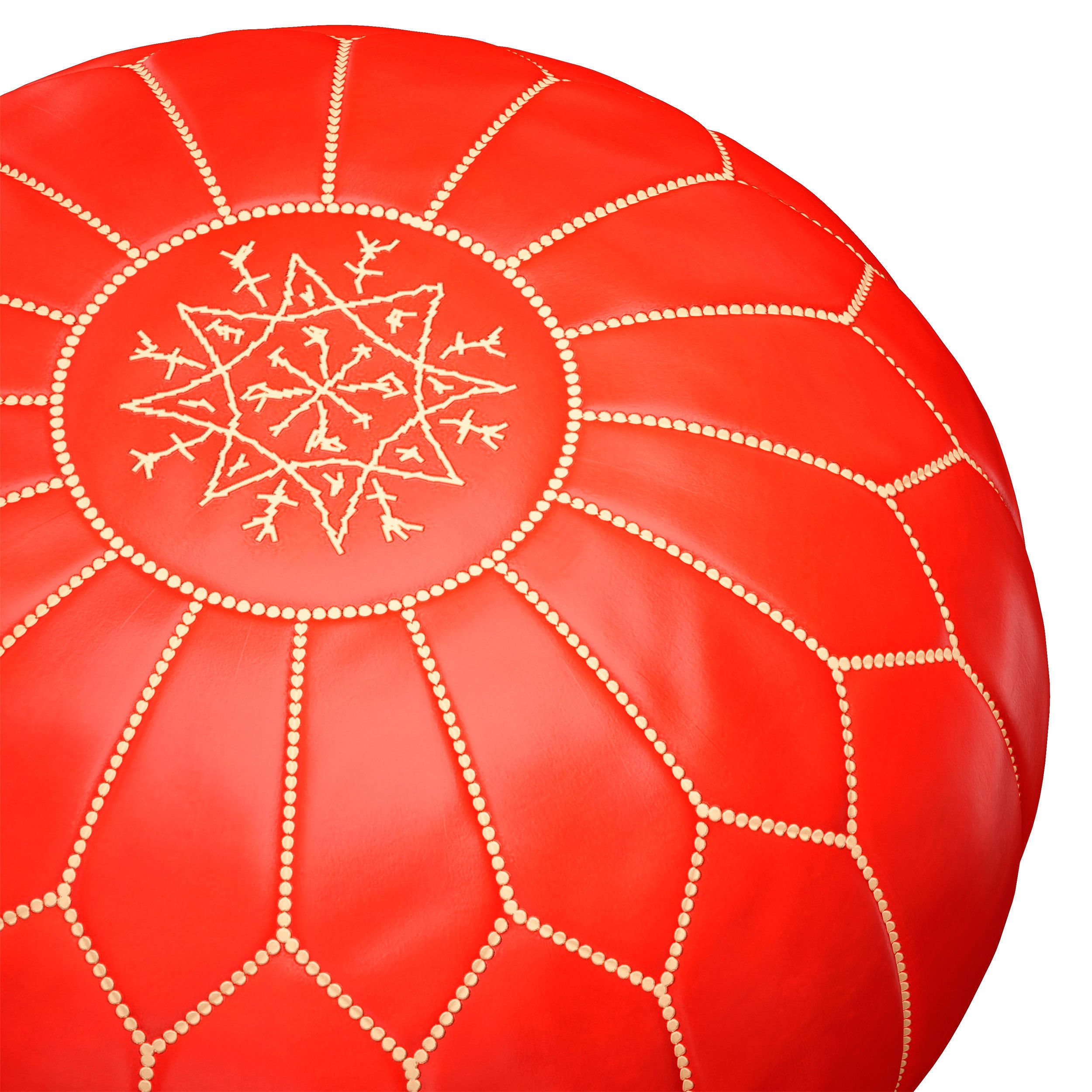 Oriental Moroccan round leather pouffe 3D model_5