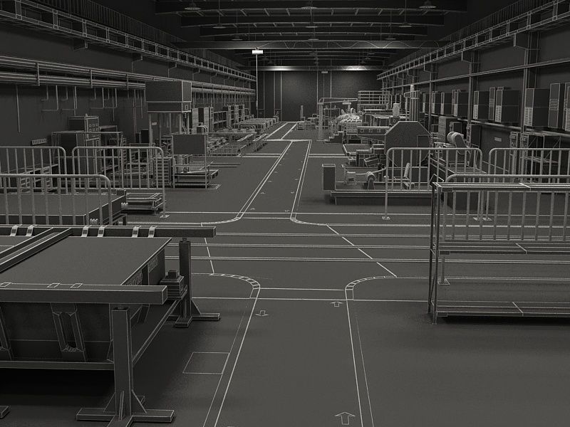 Factory Interior Scene and Equipment  3D model_16
