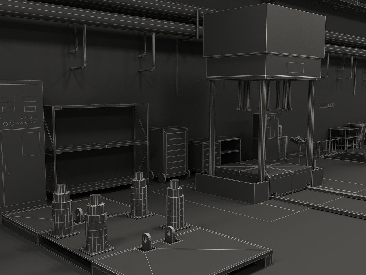 Factory Interior Scene and Equipment  3D model_24