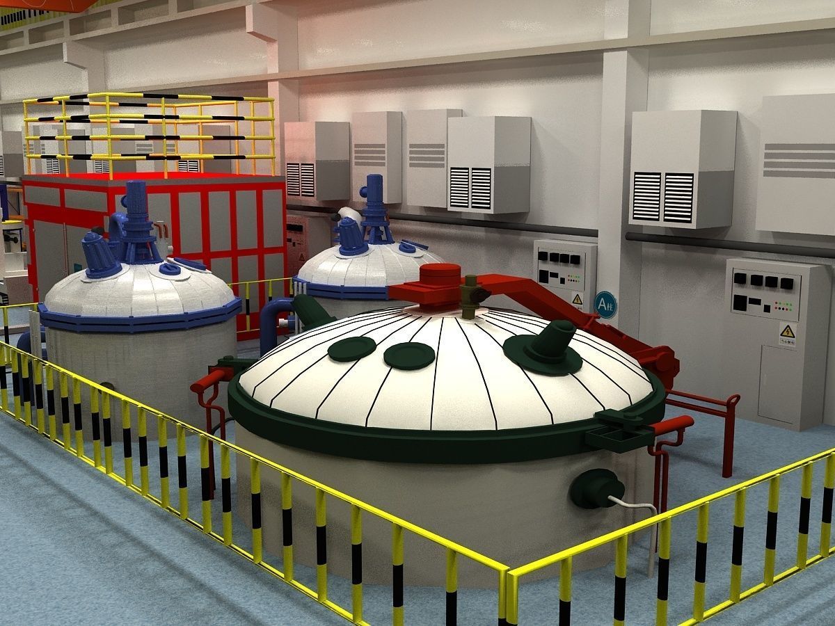 Factory Interior Scene and Equipment  3D model_7