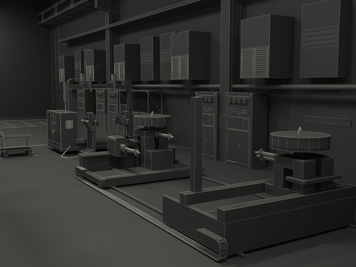 Factory Interior Scene and Equipment  3D model_19