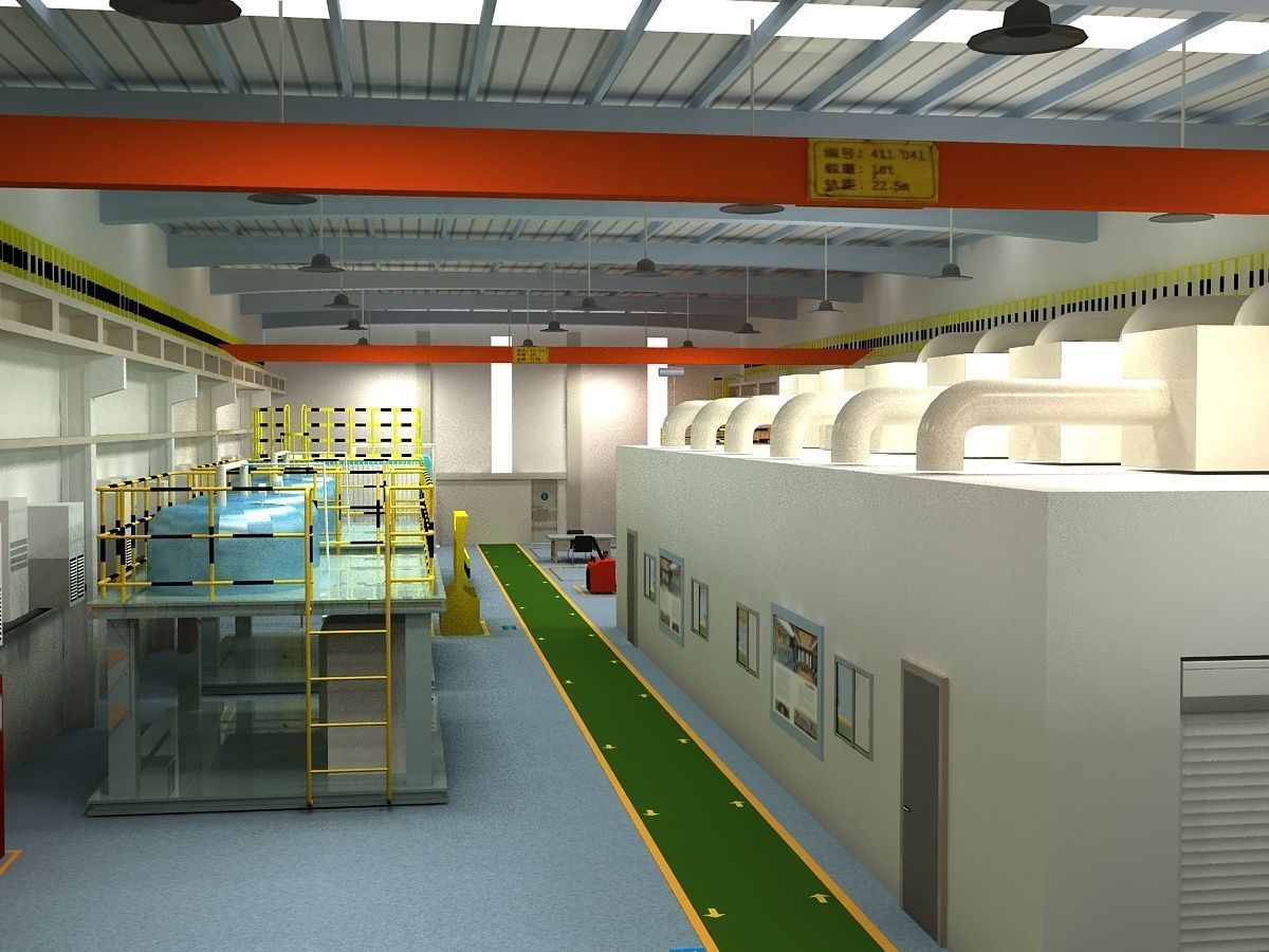 Factory Interior Scene and Equipment  3D model_5