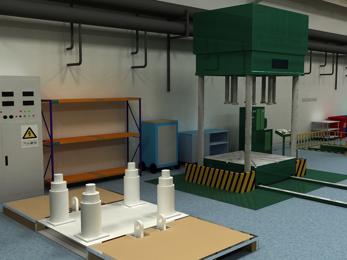 Factory Interior Scene and Equipment  3D model_13