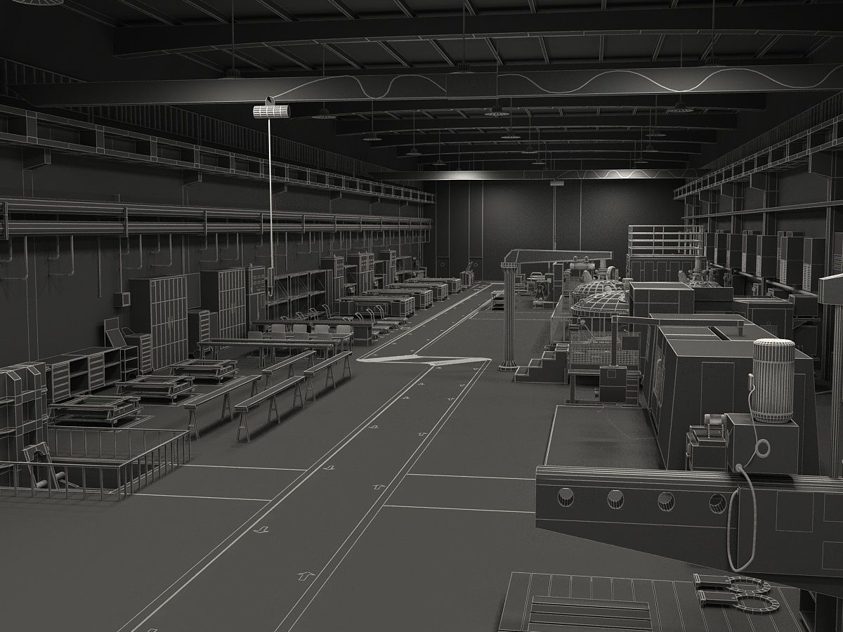 Factory Interior Scene and Equipment  3D model_18