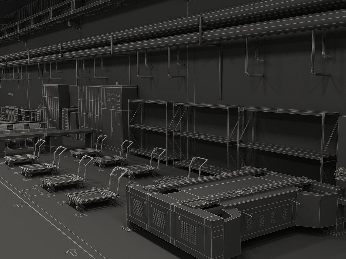 Factory Interior Scene and Equipment  3D model_21