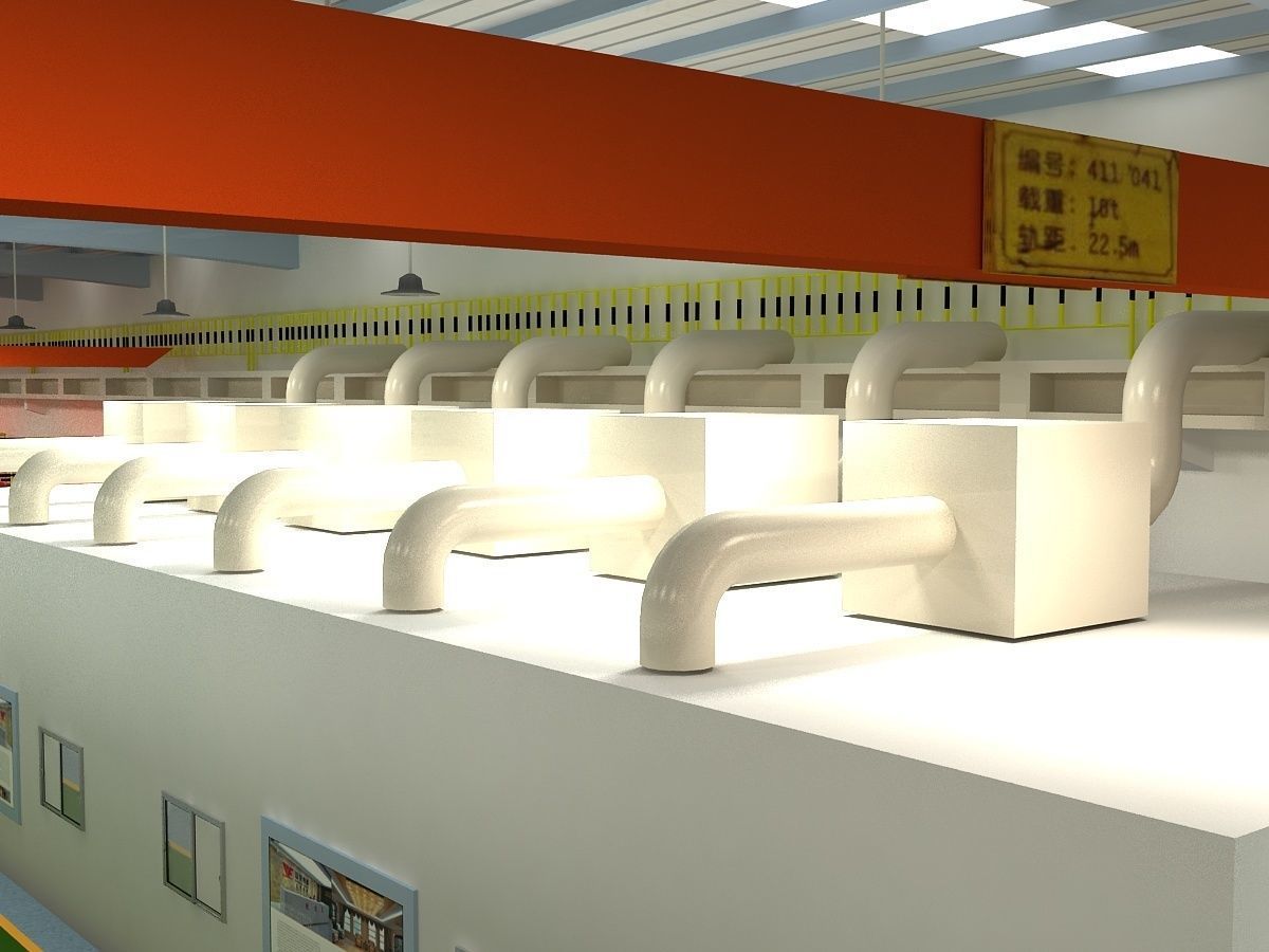 Factory Interior Scene and Equipment  3D model_10