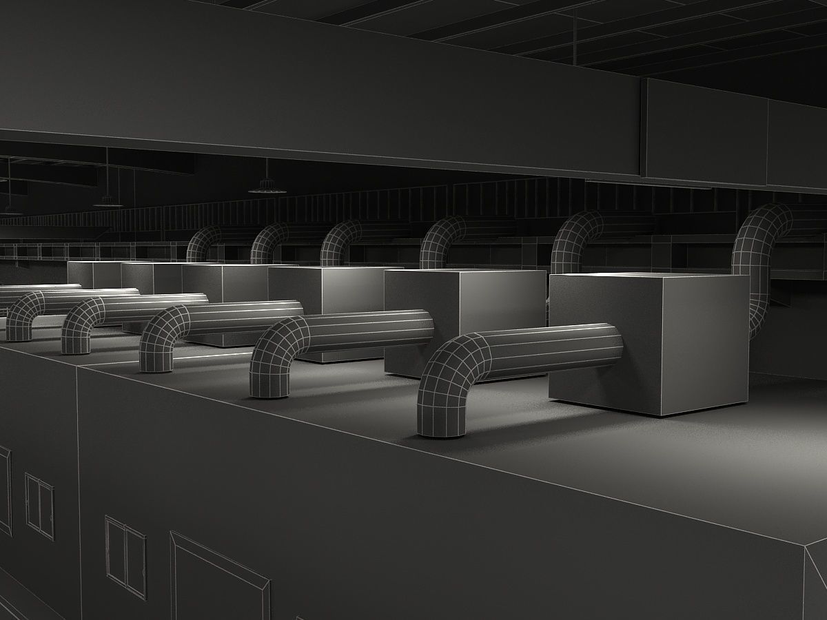 Factory Interior Scene and Equipment  3D model_22