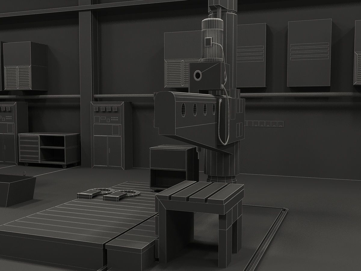 Factory Interior Scene and Equipment  3D model_26