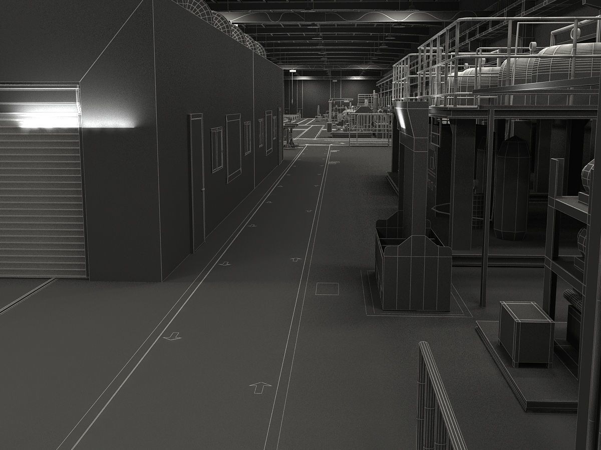 Factory Interior Scene and Equipment  3D model_17