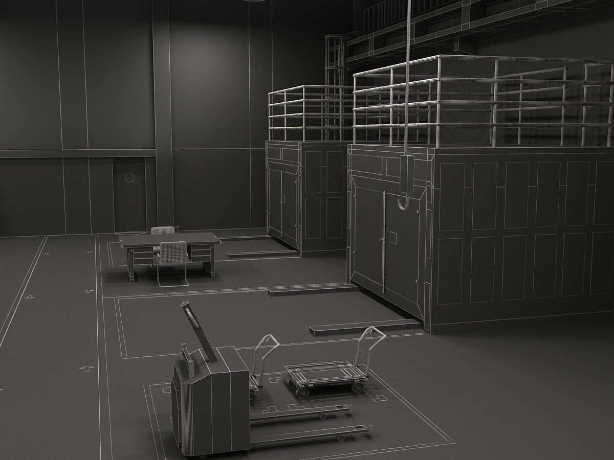 Factory Interior Scene and Equipment  3D model_23