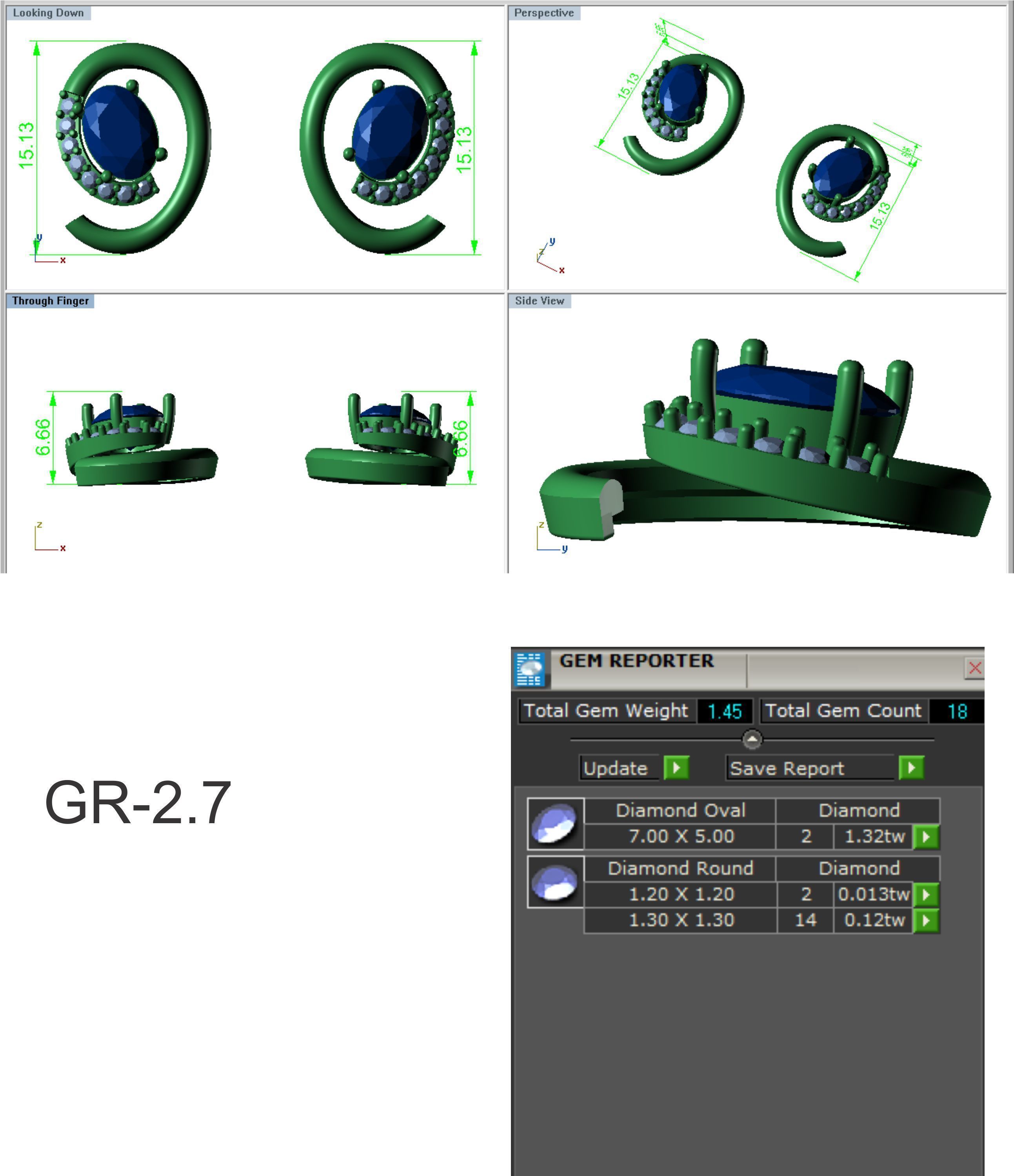 Women Oval Stone Earrings Pendant Set  3D print model_7