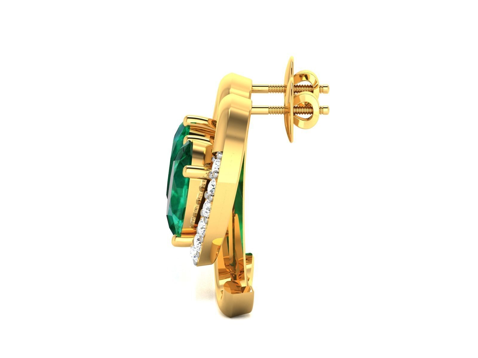 Women Oval Stone Earrings Pendant Set  3D print model_6