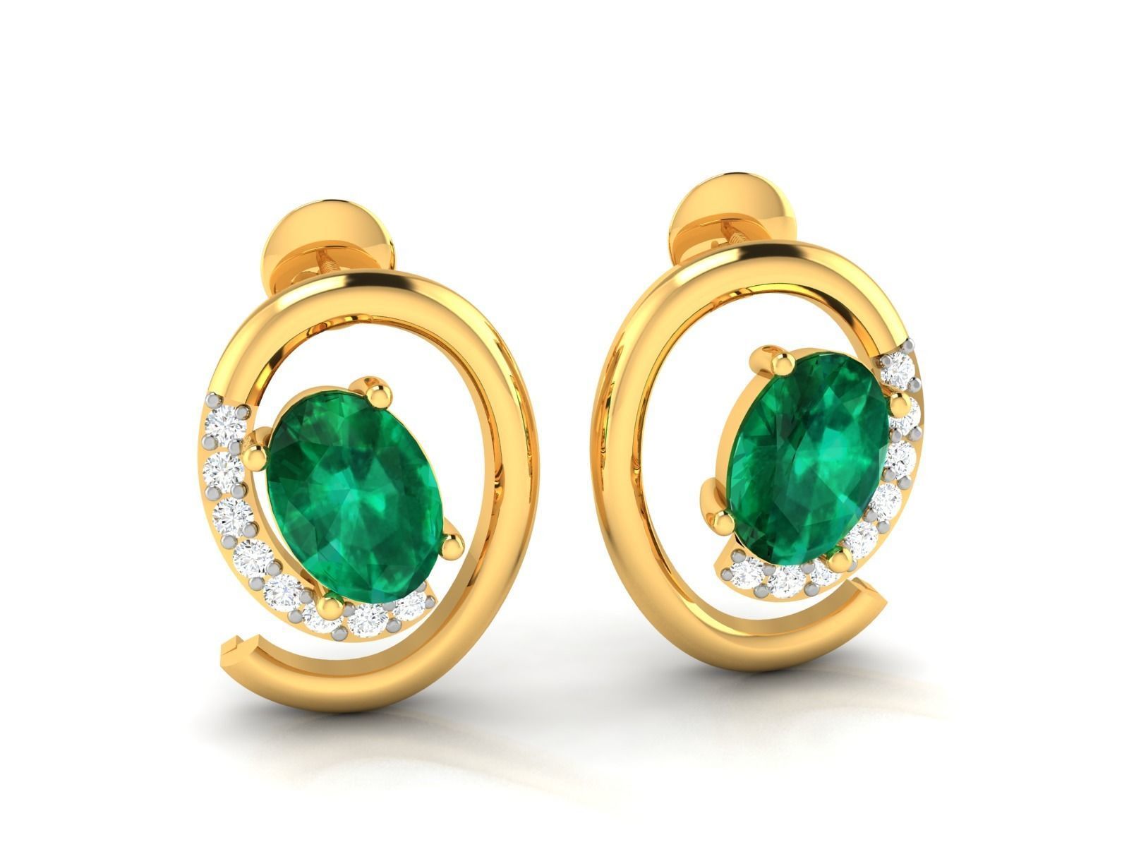 Women Oval Stone Earrings Pendant Set  3D print model_2