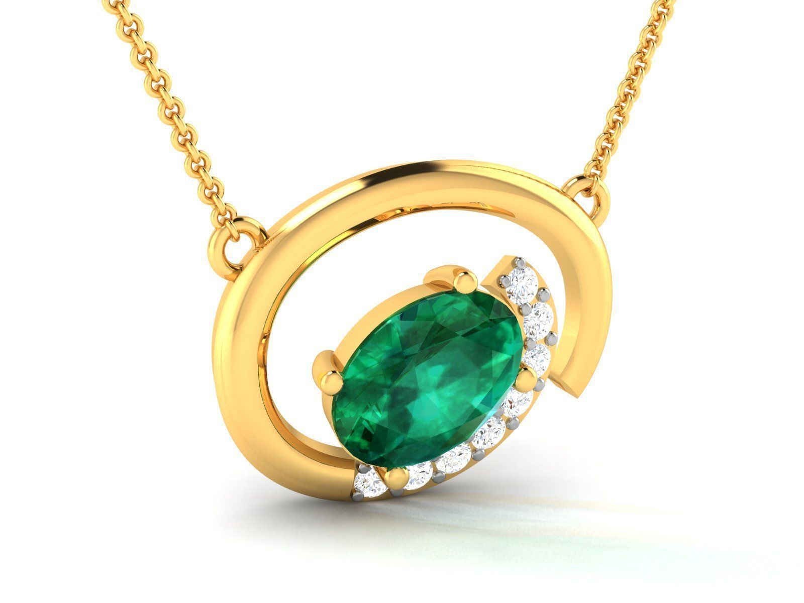 Women Oval Stone Earrings Pendant Set  3D print model_8