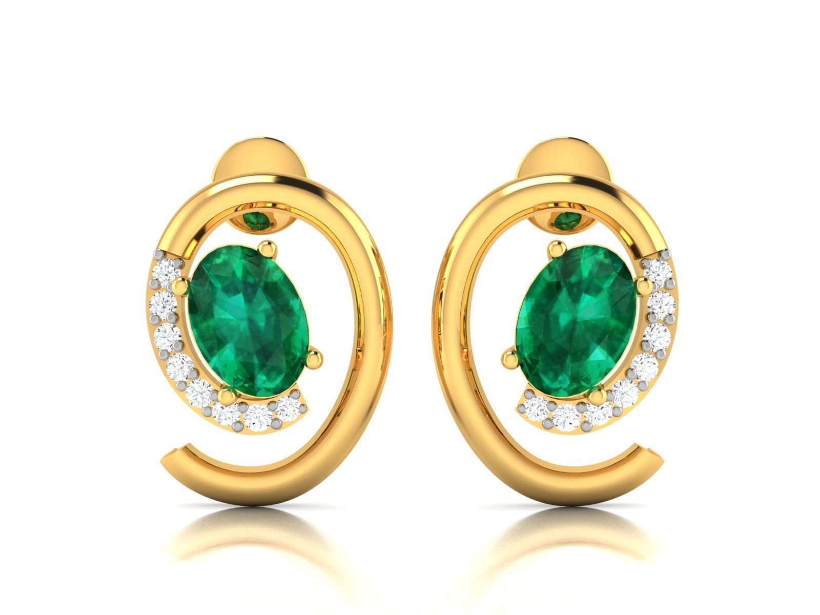 Women Oval Stone Earrings Pendant Set  3D print model_4