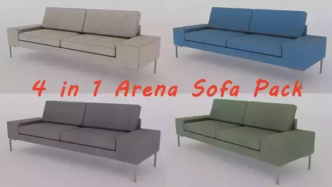 Realistic Arena Sofa Collection with 4 Color Variations Pack
