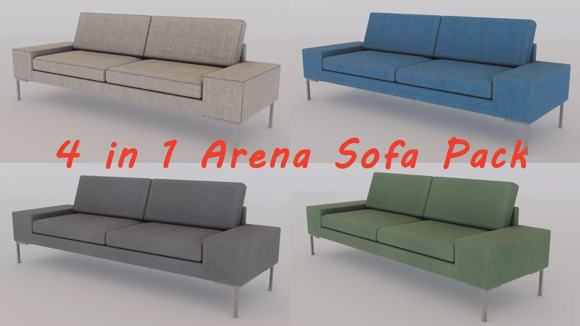 Realistic Arena Sofa Collection with 4 Color Variations Pack Low-poly 3D model