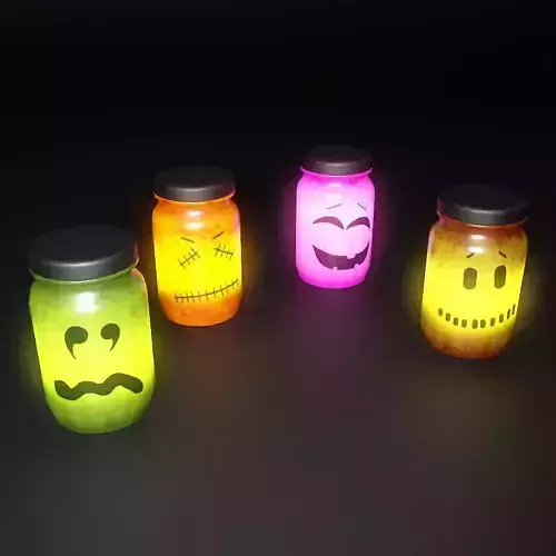 Light jar bulbs low poly 3d model 