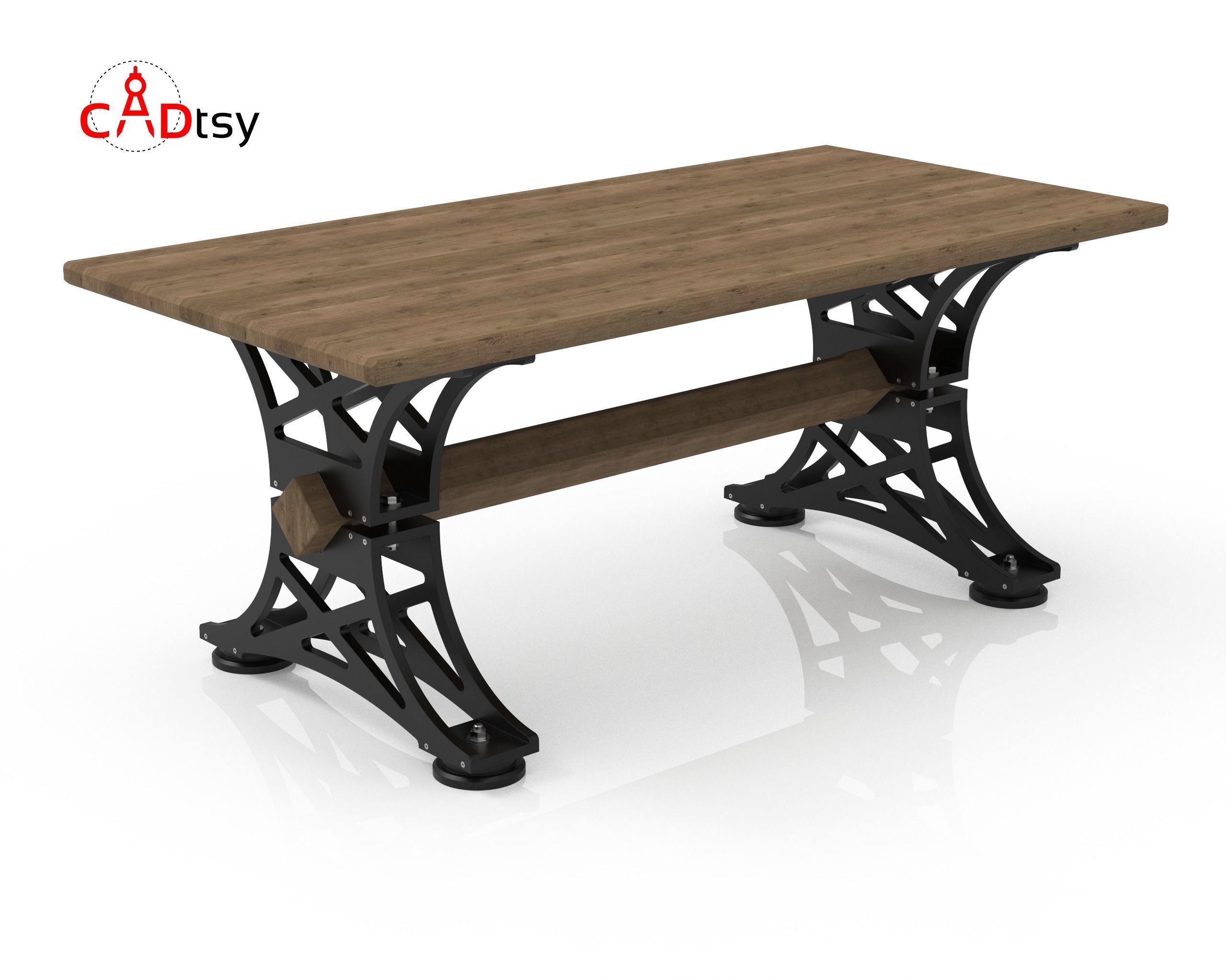 Table DXF CNC Vector Plans for Wooden Industrial Style Table Leg 3D model_1