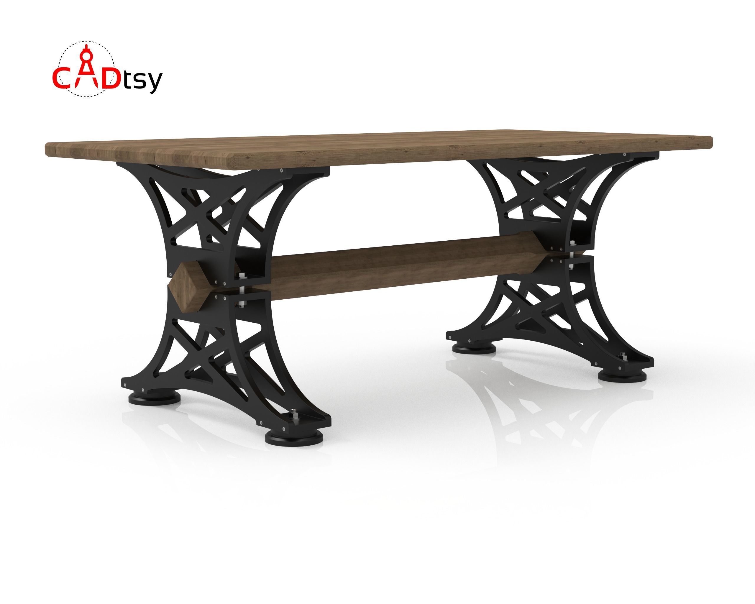 Table DXF CNC Vector Plans for Wooden Industrial Style Table Leg 3D model_2