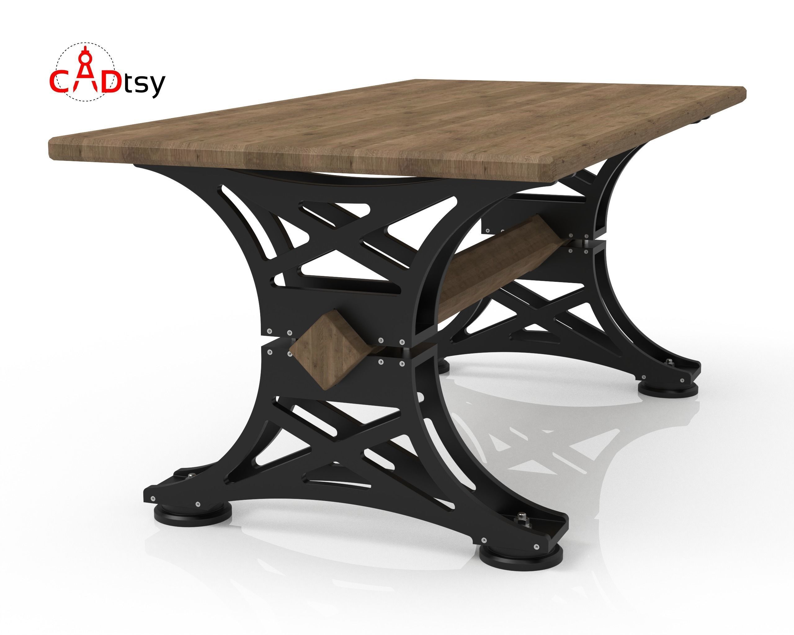 Table DXF CNC Vector Plans for Wooden Industrial Style Table Leg 3D model_3
