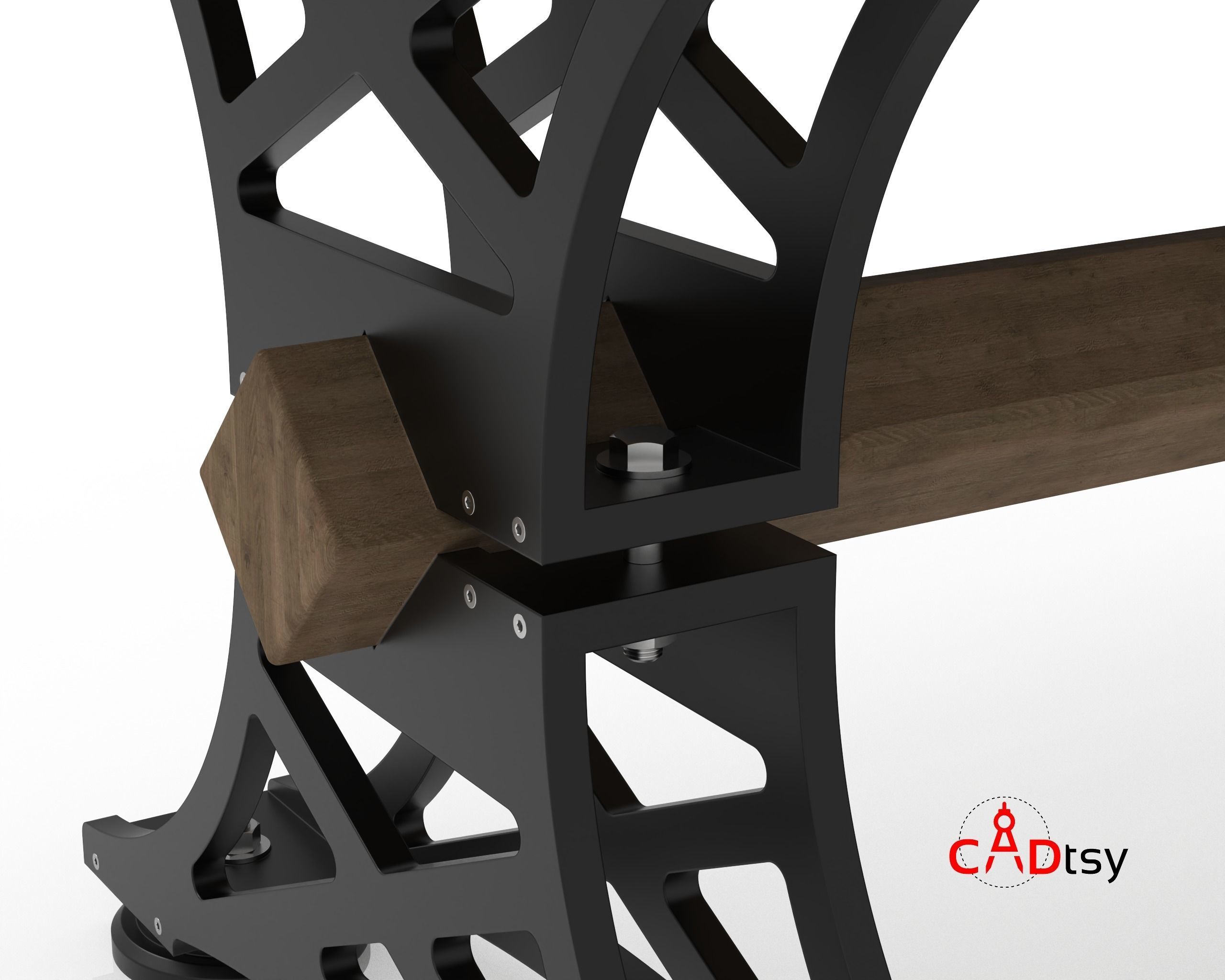 Table DXF CNC Vector Plans for Wooden Industrial Style Table Leg 3D model_5