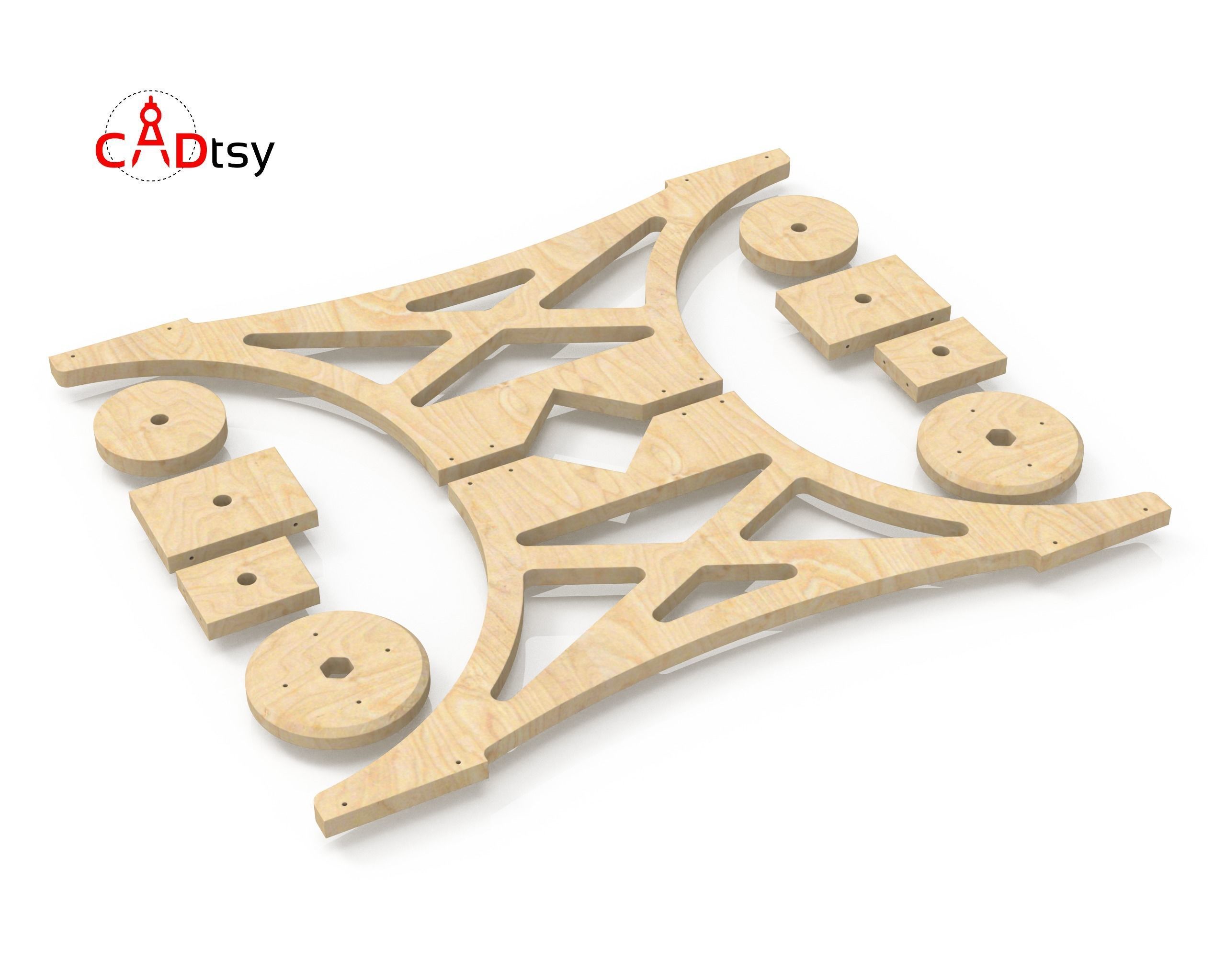 Table DXF CNC Vector Plans for Wooden Industrial Style Table Leg 3D model_6