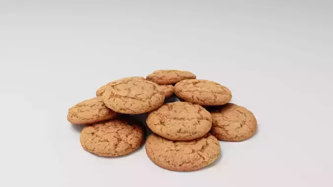 Oatmeal cookies stack or heap snack lunch pastry dessert 3D model